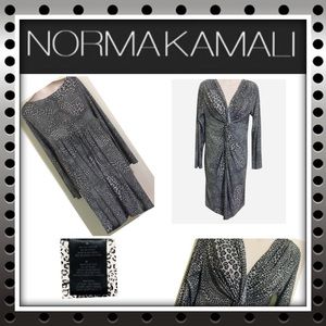 NORMA KAMALI Leopard Print V-neck Twisted Bodice